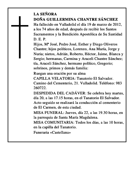 Doña Guillermina Chantre Sánchez