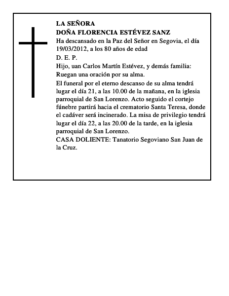 Doña Florencia Estévez Sanz
