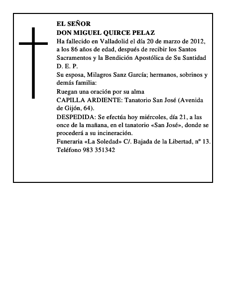 Don Miguel Quirce Pelaz