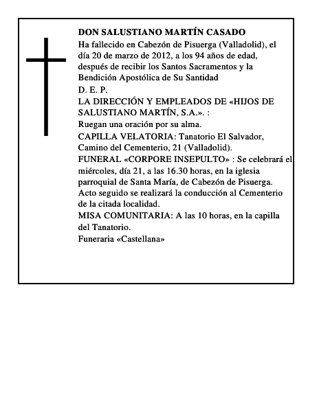 Don Salustiano Martín Casado