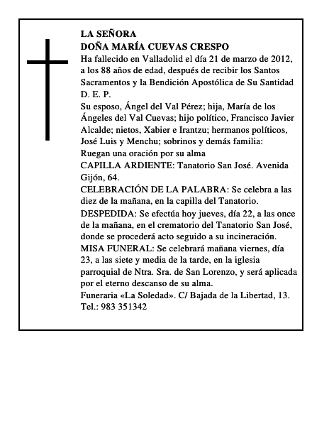 Doña María Cuevas Crespo