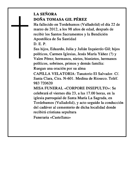 Doña Tomasa Gil Pérez