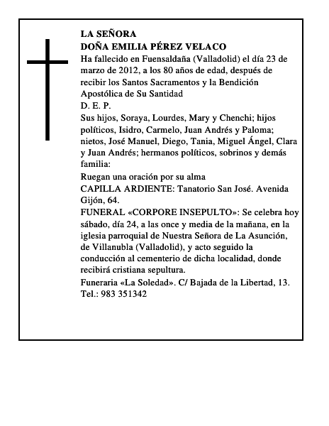 Doña Emilia Pérez Velaco