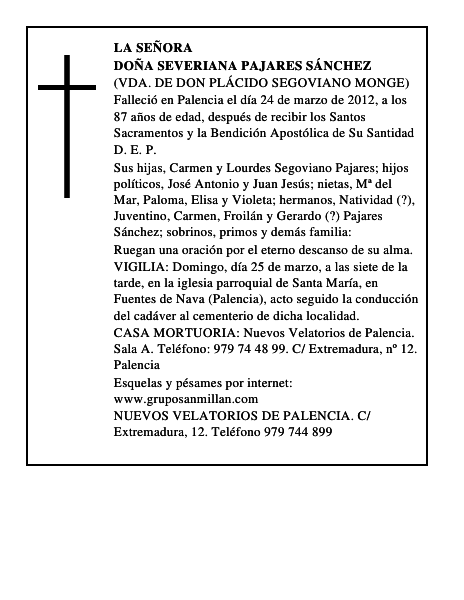 Doña Severiana Pajares Sánchez
