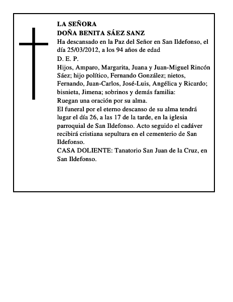 Doña Benita Sáez Sanz