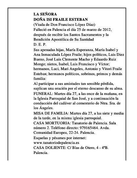 Doña Isi Fraile Esteban