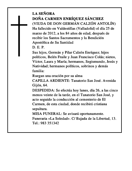 Doña Carmen Enríquez Sánchez