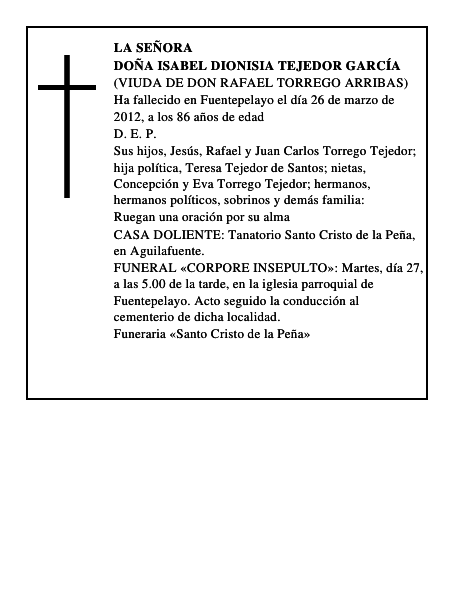 Doña Isabel Dionisia Tejedor García