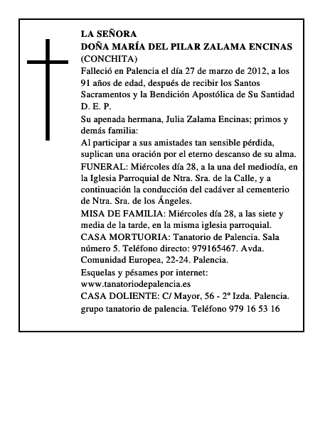 Doña María del Pilar Zalama Encinas