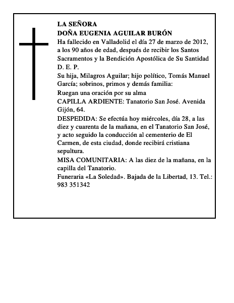 Doña Eugenia Aguilar Burón