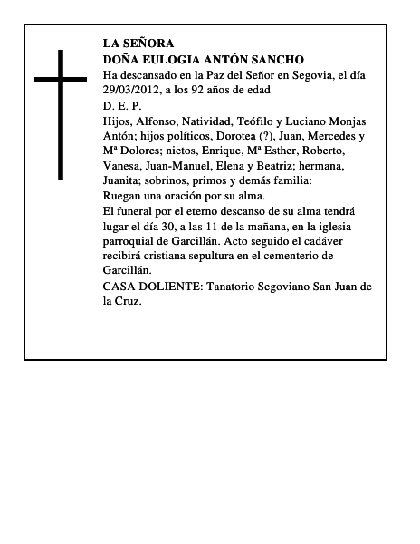 Doña Eulogia Antón Sancho