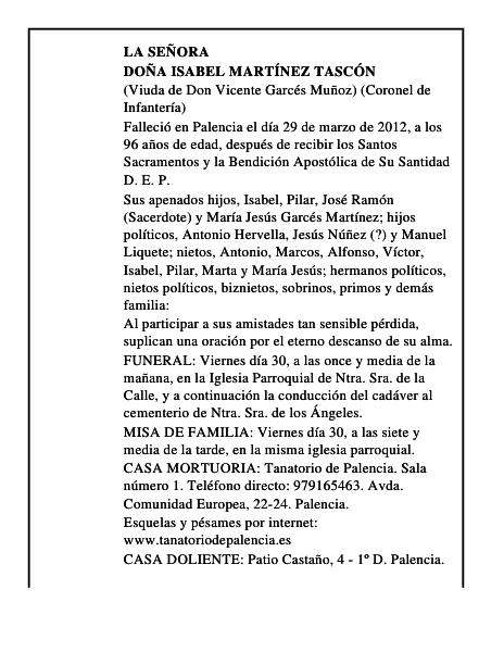Doña Isabel Martínez Tascón