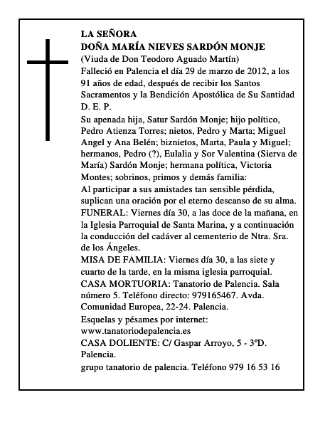 Doña María Nieves Sardón Monje