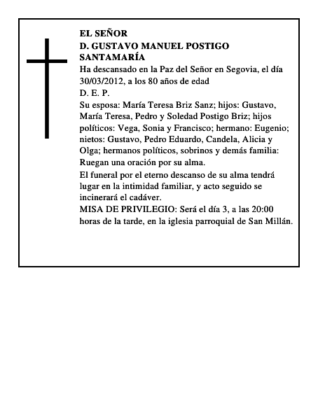 D. Gustavo Manuel Postigo Santamaría