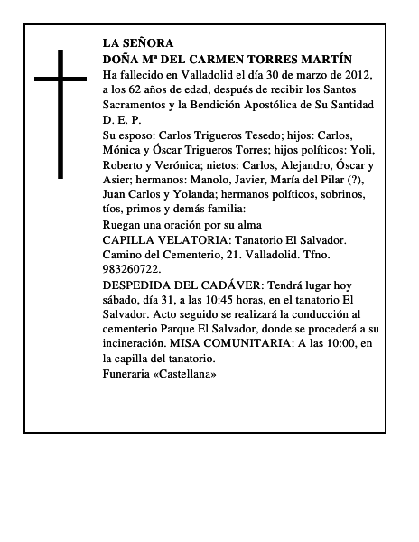 Doña Mª del Carmen Torres Martín
