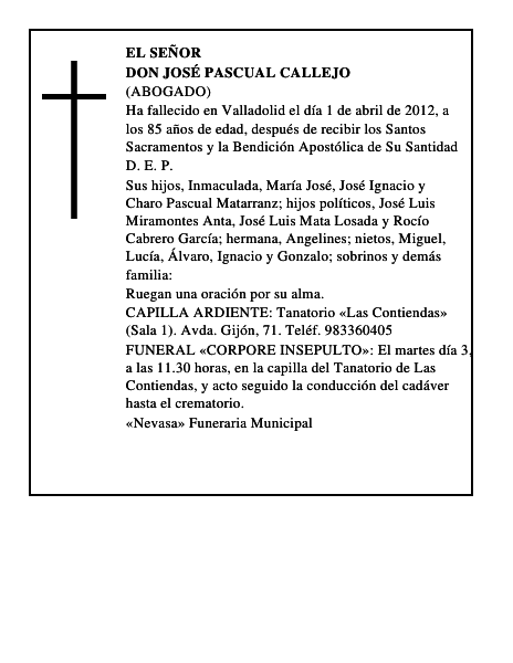 Don José Pascual Callejo