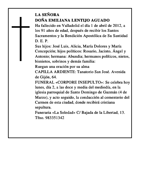Doña Emiliana Lentijo Aguado