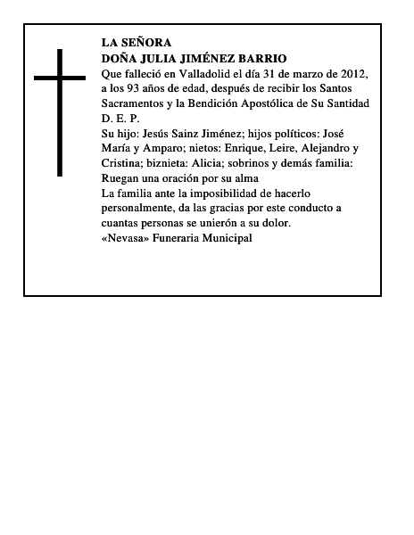 Doña Julia Jiménez Barrio