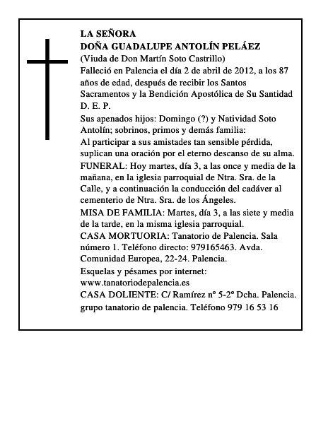 Doña Guadalupe Antolín Peláez