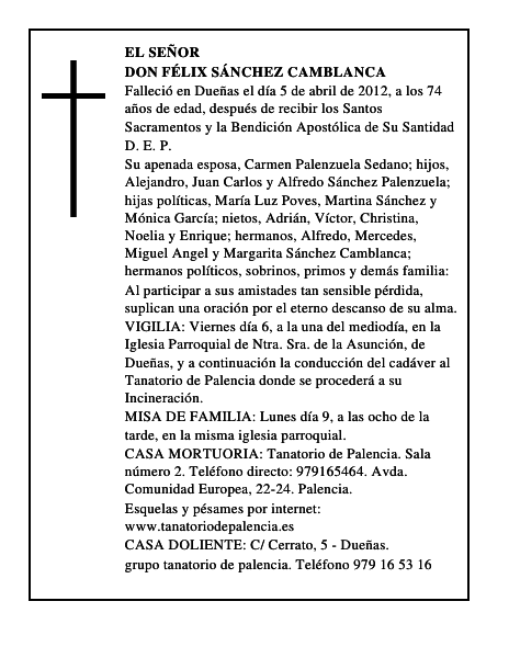 Don Félix Sánchez Camblanca