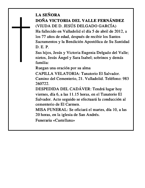 Doña Victoria del Valle Fernández