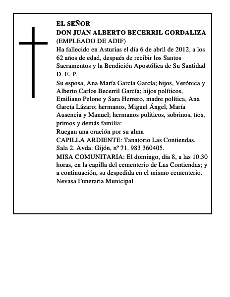 Don Juan Alberto Becerril Gordaliza