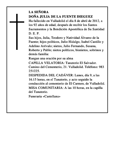 Doña Julia de la Fuente Dieguez