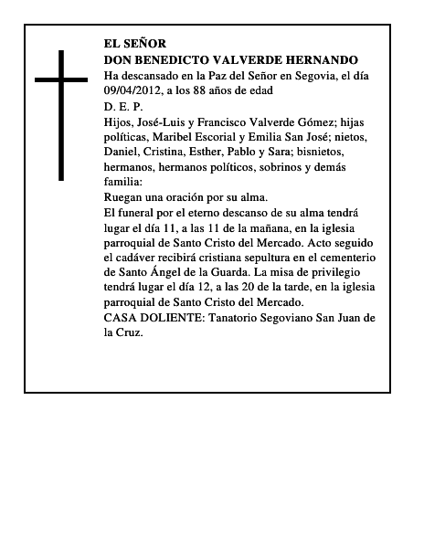 Don Benedicto Valverde Hernando