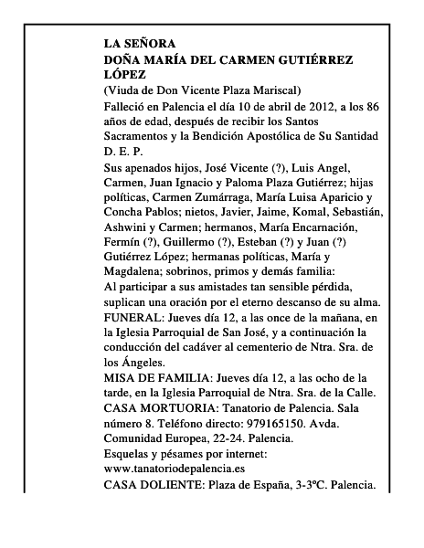 Doña María del Carmen Gutiérrez López