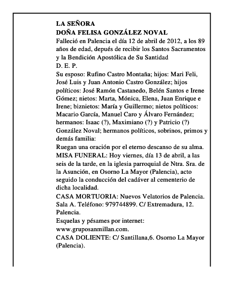 Doña Felisa González Noval