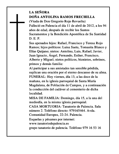 Doña Antolina Ramos Frechilla