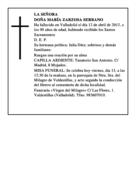 Doña María Zarzosa Serrano