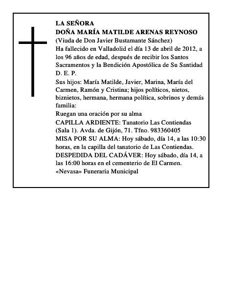 Doña María Matilde Arenas Reynoso