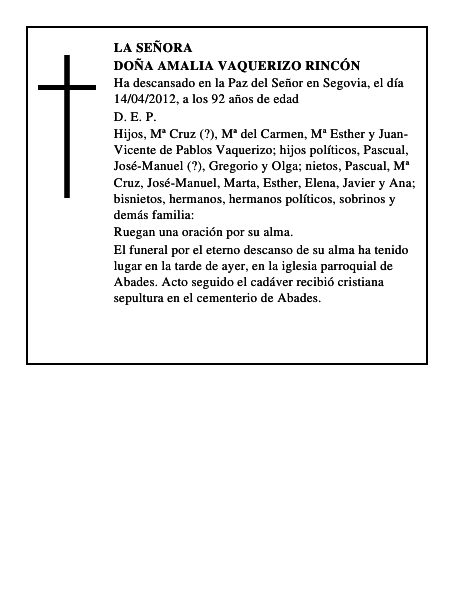 Doña Amalia Vaquerizo Rincón