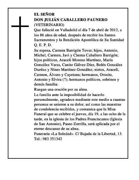 Don Julián Caballero Paunero