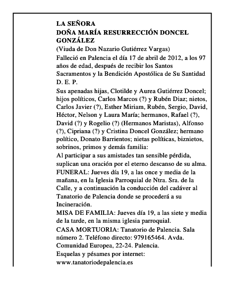 Doña María Resurrección Doncel González