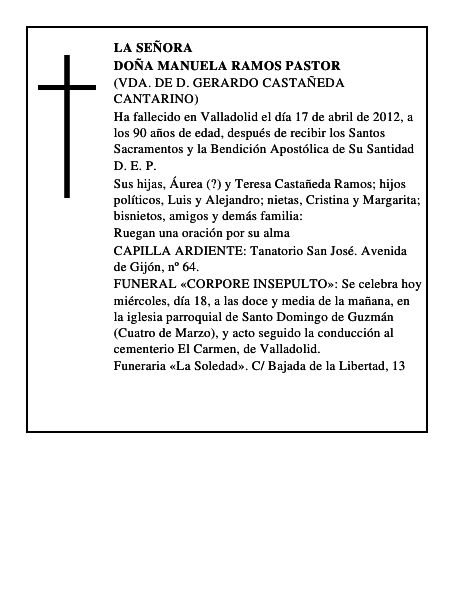 Doña Manuela Ramos Pastor