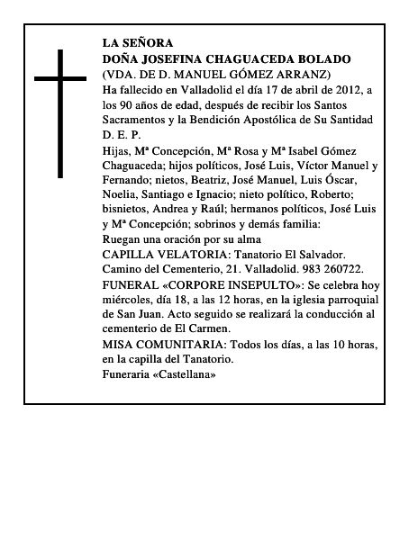 Doña Josefina Chaguaceda Bolado