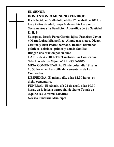 Don Antonio Municio Verdejo