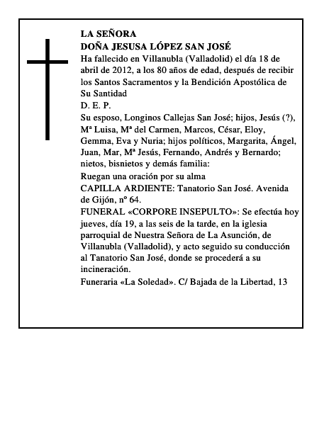Doña Jesusa López San José