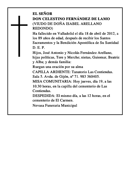 Don Celestino Fernández de Lamo