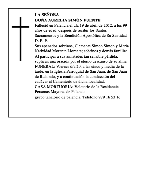 Doña Aurelia Simón Fuente