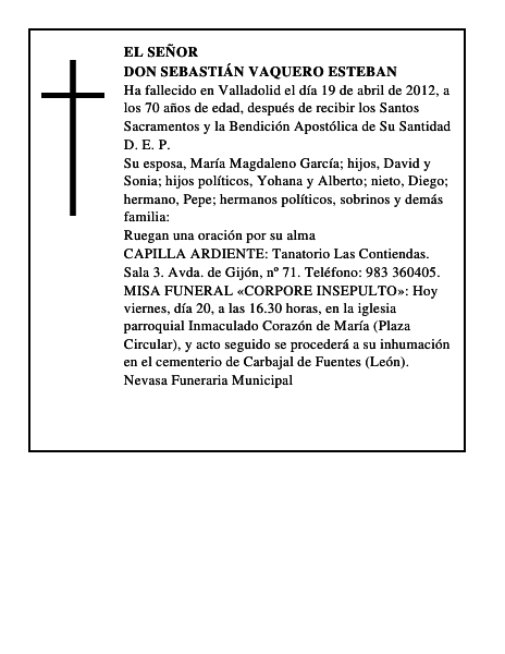 Don Sebastián Vaquero Esteban