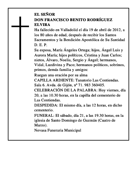 Don Francisco Benito Rodríguez Elvira
