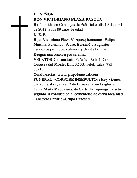 Don Victoriano Plaza Pascua