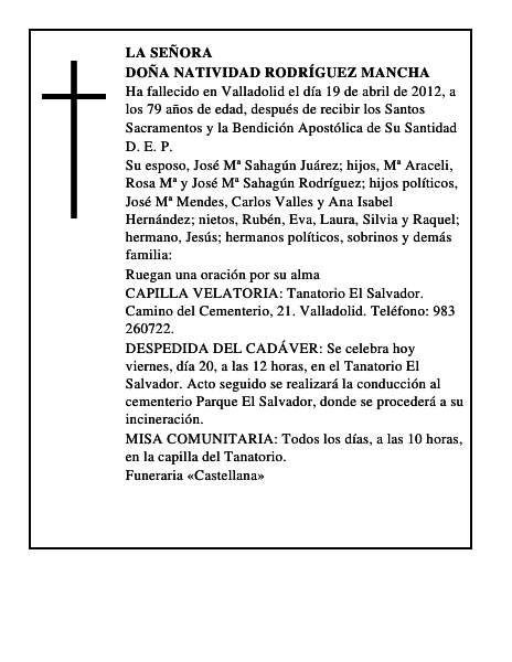 Doña Natividad Rodríguez Mancha