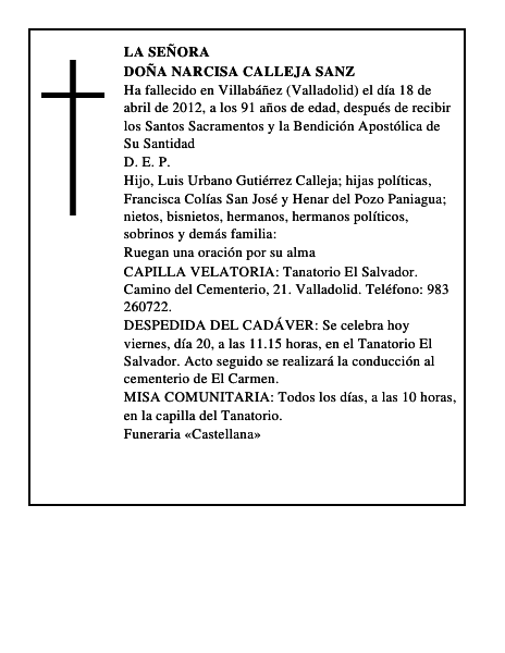 Doña Narcisa Calleja Sanz