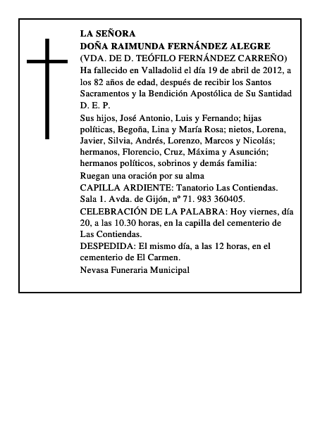 Doña Raimunda Fernández Alegre