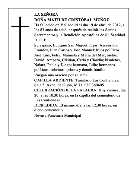 Doña Matilde Cristóbal Muñoz
