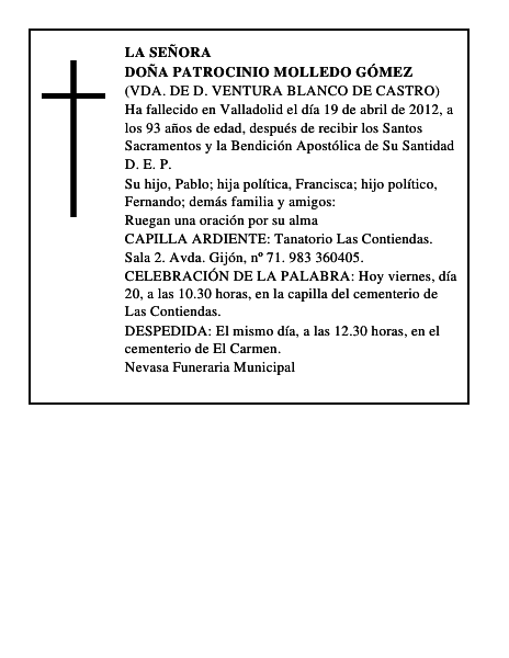 Doña Patrocinio Molledo Gómez